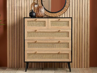 Birlea Croxley 5 Drawer Rattan Chest Drawer Chest at Mattressman