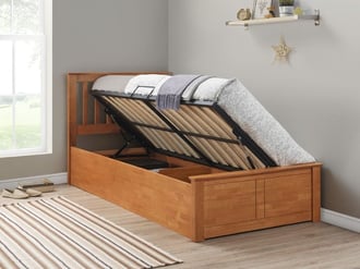 Single leather store ottoman bed