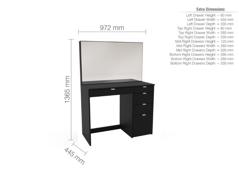 Ava 5 Drawer Dressing Table and Mirror - image 3