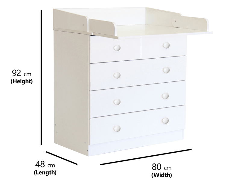 Baby 5 Drawer Unit 1780 With Changing Board and Storage - image 3