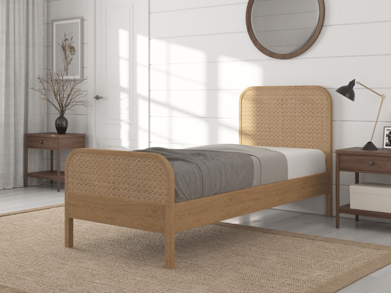 Clementine Oak and Rattan Bed - image 2