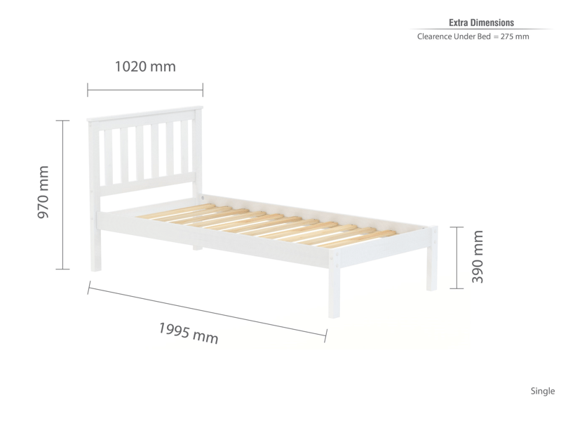 Birlea Denver Low Foot End White Wooden Bed at Mattressman