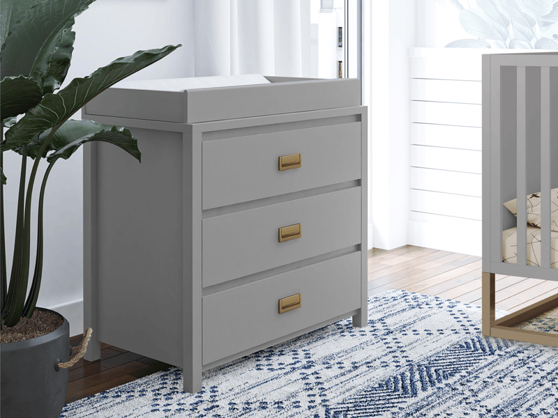 Haven 3DRW Dresser Grey and Gold with Topper - image 4