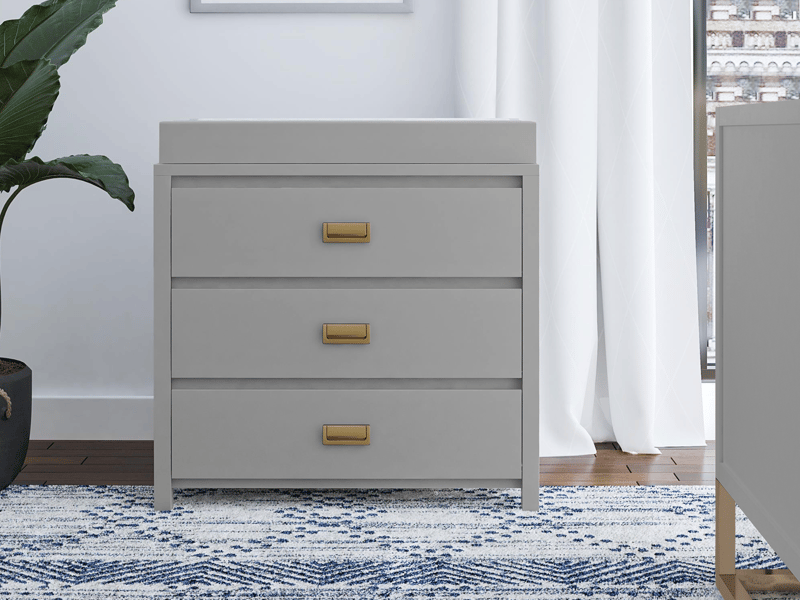 Haven 3DRW Dresser Grey and Gold with Topper - image 3