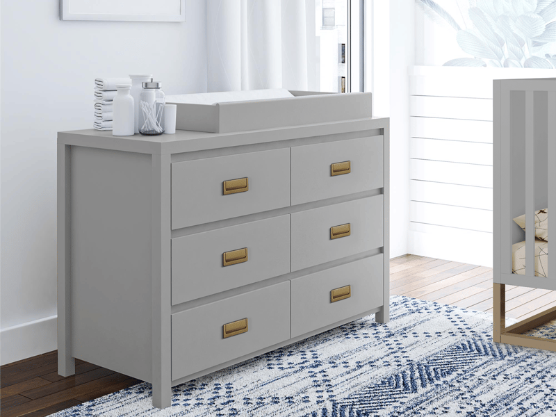 Haven 6DRW Dresser Grey and Gold with Topper - image 3