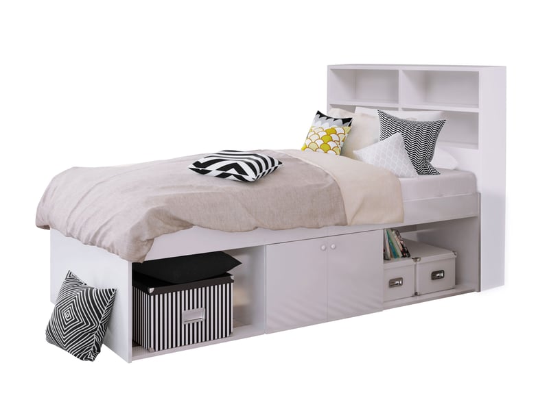 Low Cabin Bed with bookcase headboard - image 1