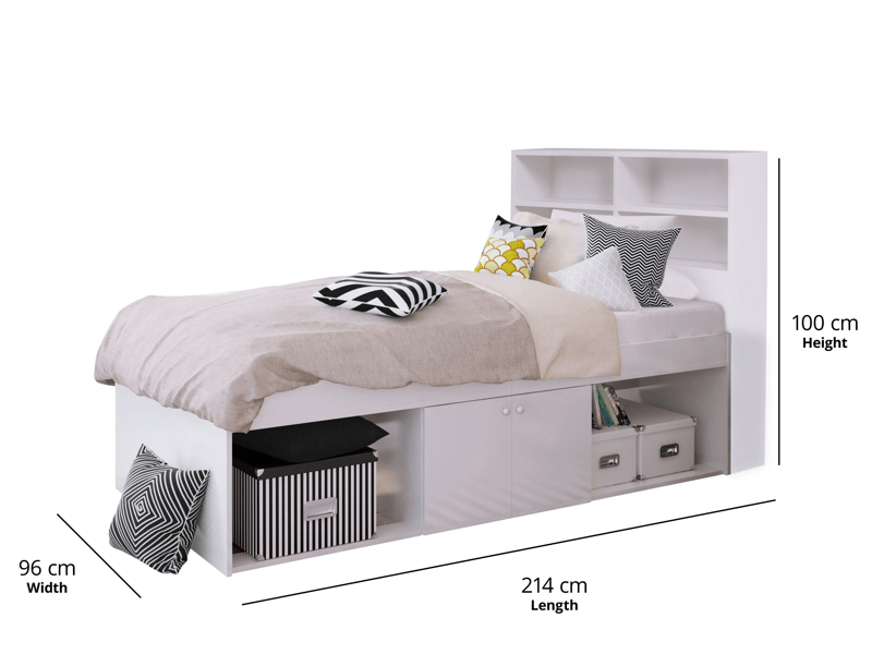 Low Cabin Bed with bookcase headboard - image 2