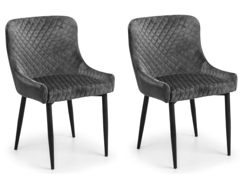 Luxe Velvet Dining Chair Grey (Pair) - image 1