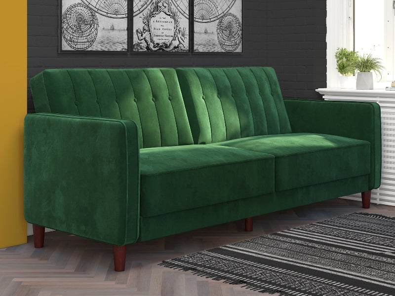 Pin Tufted Velvet Transitional Sofa Bed - image 1