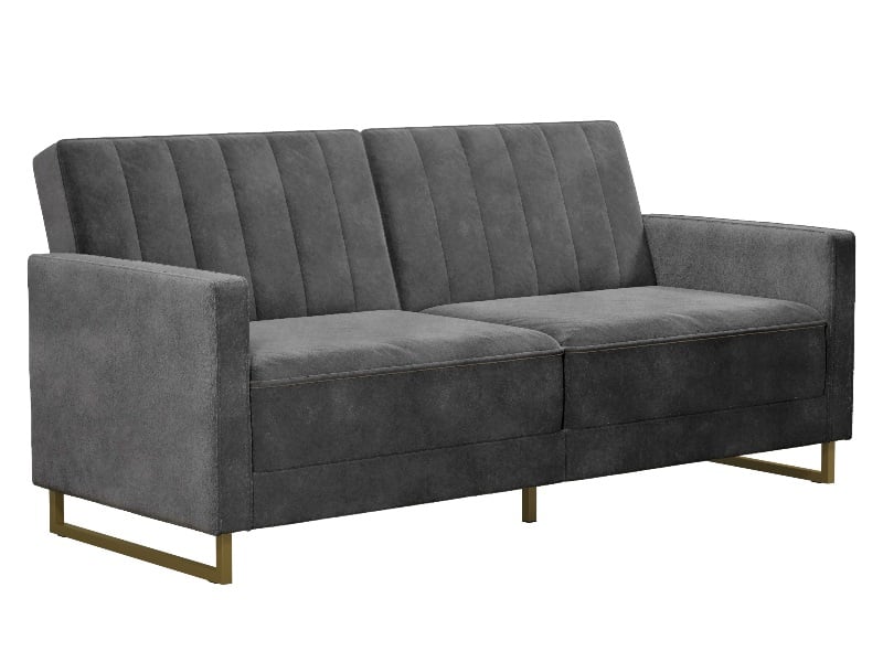 Skylar Velvet Sprung Seat Sofa Bed with Gold Sleigh Legs - image 1