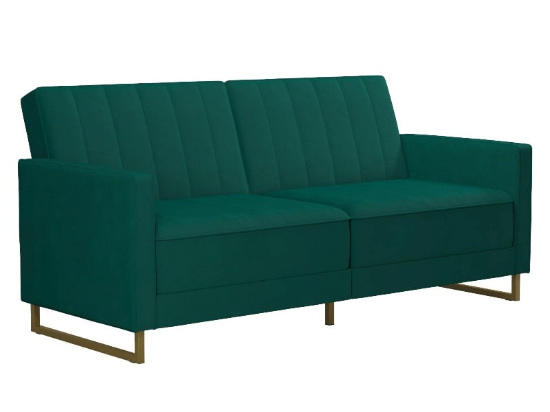 Skylar Velvet Sprung Seat Sofa Bed with Gold Sleigh Legs - image 1