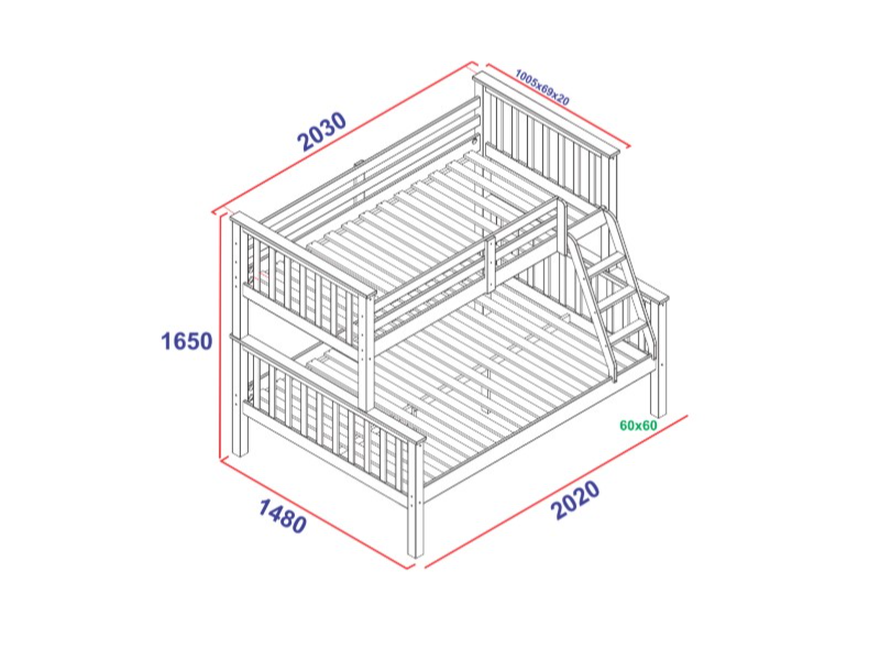 Traditional Solid Wood Triple Bunk Bed - image 4