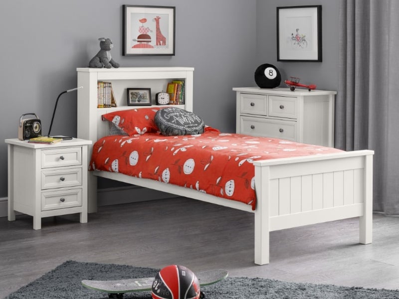 Click to view product details and reviews for Julian Bowen Maine Bookcase Bed Single Surf White Wooden Bed.